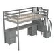 preview thumbnail 5 of 7, Twin Loft Bed with Desk & Storage Drawers - Gray