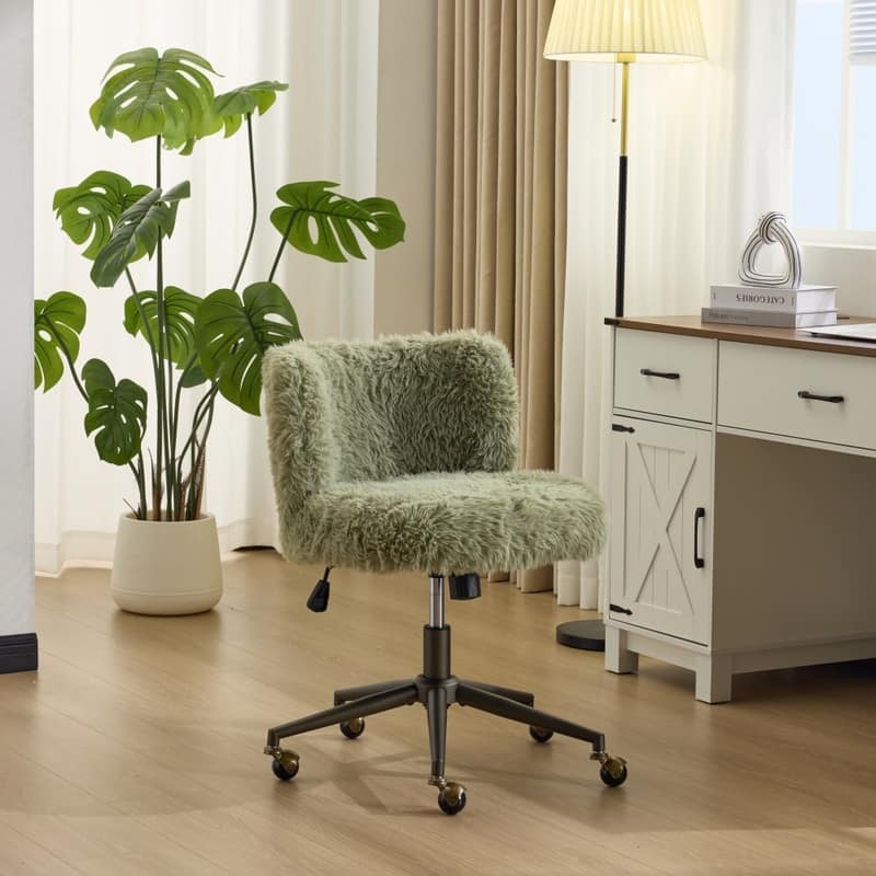 Plush Velvet Swivel Chair Antique Bronze Base With Wheels