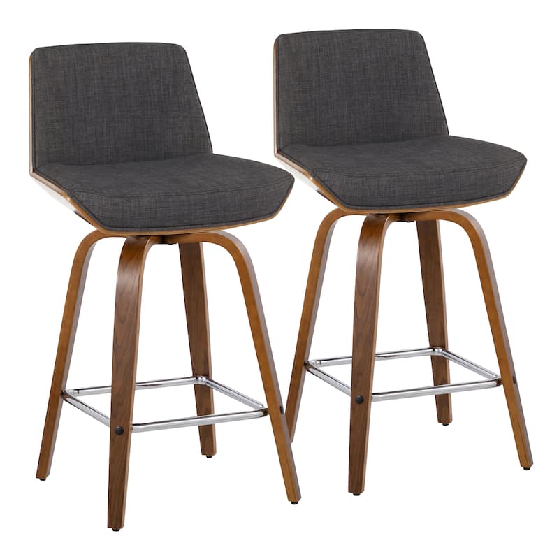 Carson Carrington Clemens 26" Fixed-Height Counter Stool with Bent Wood Legs & Square Footrest (Set of 2)
