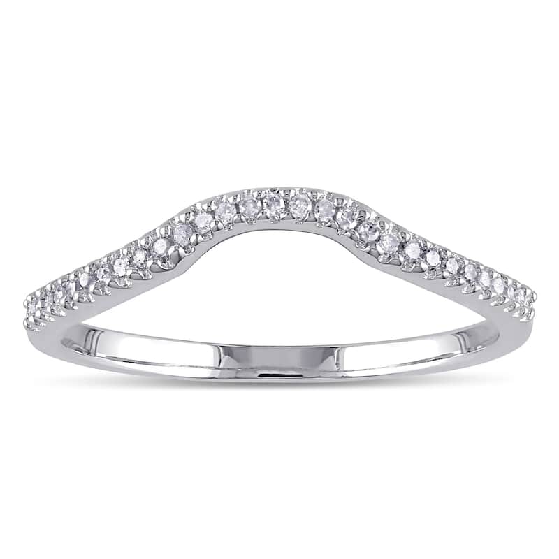 Miadora Sterling Silver 1/10ct TDW Diamond Anniversary Style Contour Stackable Wedding Band