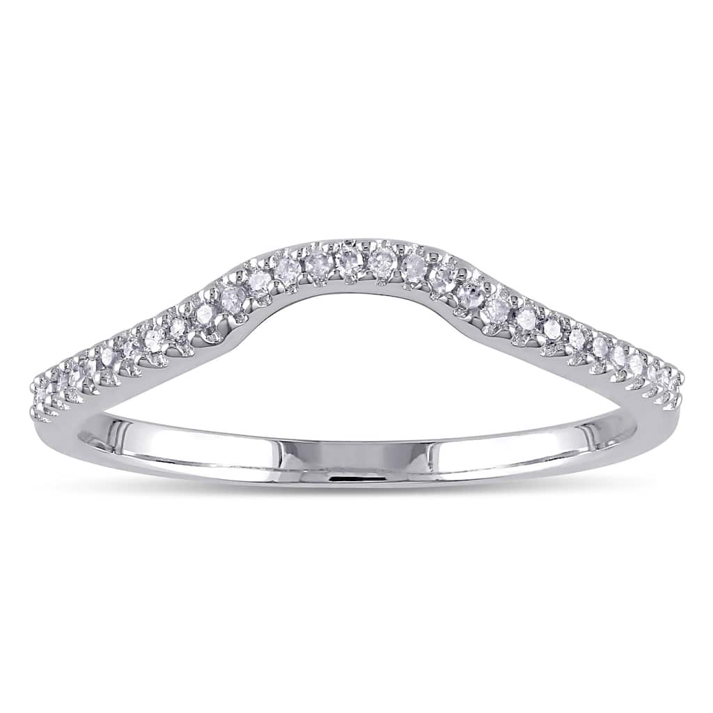 Miadora Sterling Silver 1/10ct TDW Diamond Anniversary Style Contour Stackable Wedding Band