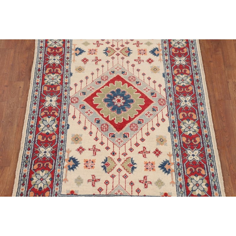 Kazak Accent Rug Handmade Wool Carpet - 3'4" x 4'10"