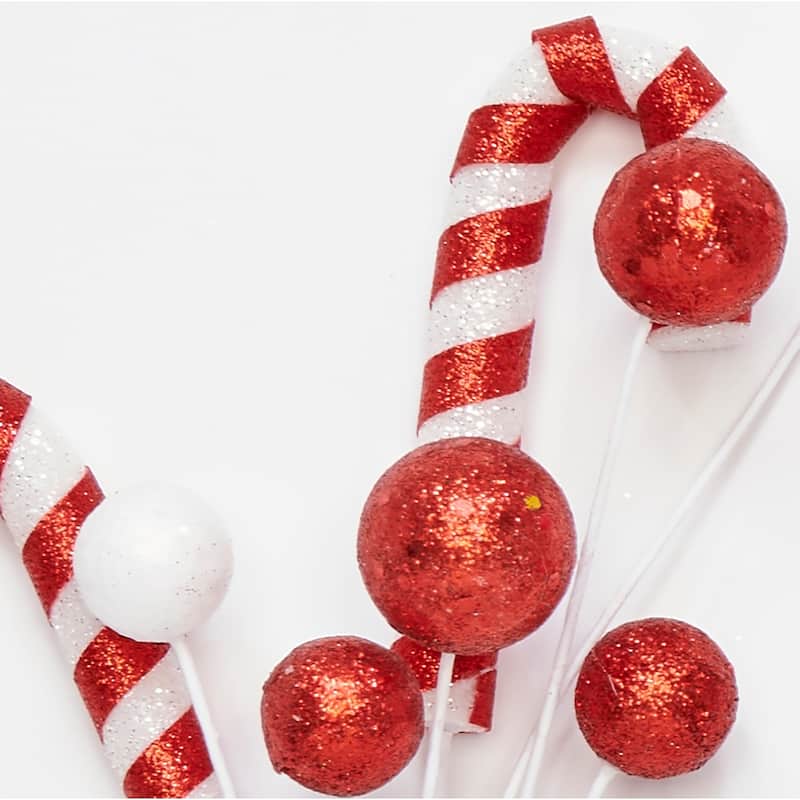 13" Christmas Candy Cane Pick, Set of 6 - 13