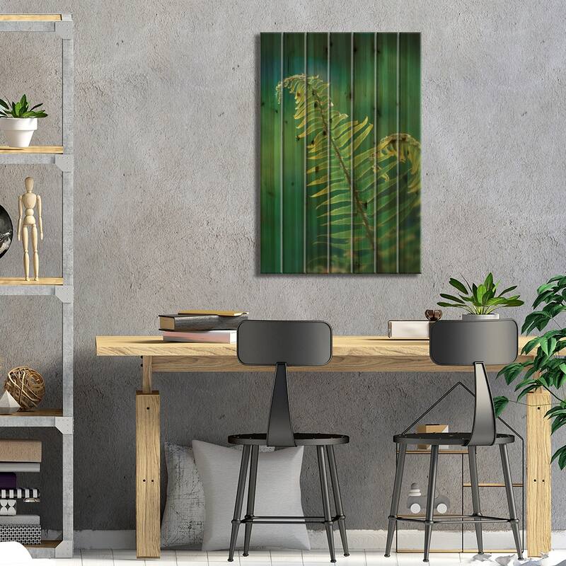 Garden Fern Print On Wood by Savanah Plank - Multi-Color