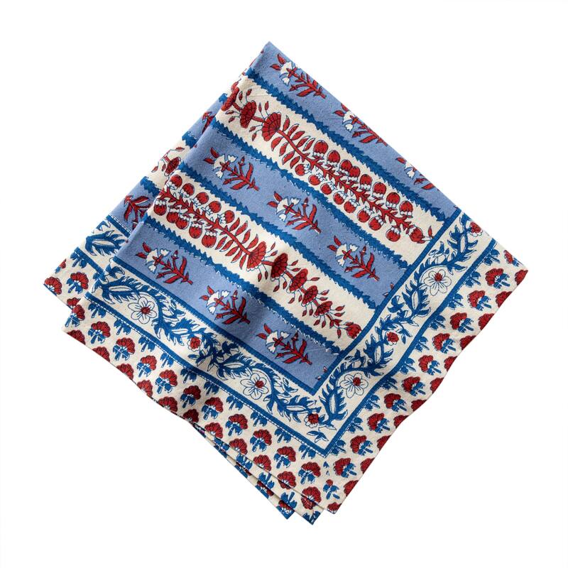 Couleur Nature Provence Avignon Napkins - Set of 6 - Red/Blue - Red/Blue - Set of 6