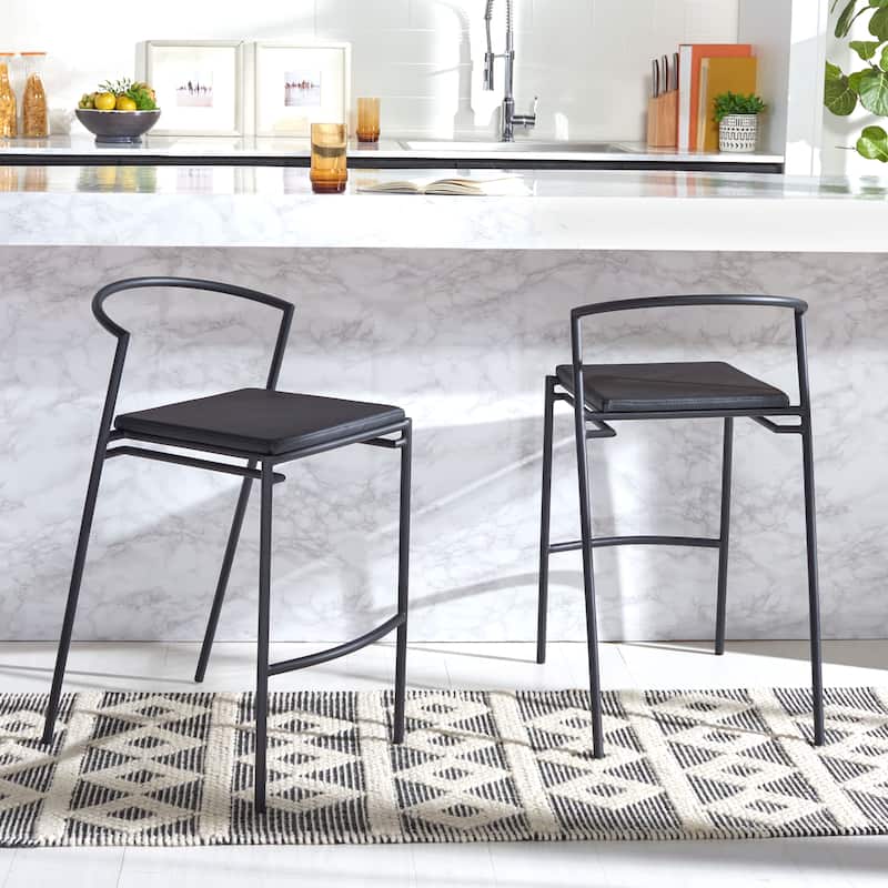 SAFAVIEH Exie 26-inch Counter Stool - 18.5" W x 23.5" L x 34" H - 19Wx24Dx34H - Black/Black