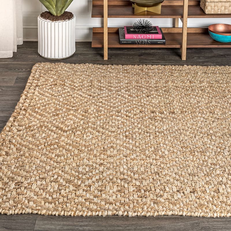JONATHAN Y Espina Hand Woven Diamond Chunky Jute Area Rug