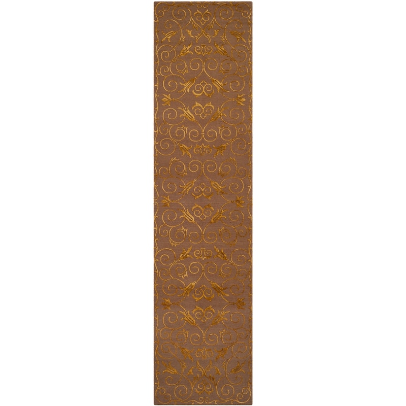 SAFAVIEH Couture Hand-knotted Tibetan Dalgiza Modern Wool Rug - 2'6" x 10' Runner - Deep Bronze