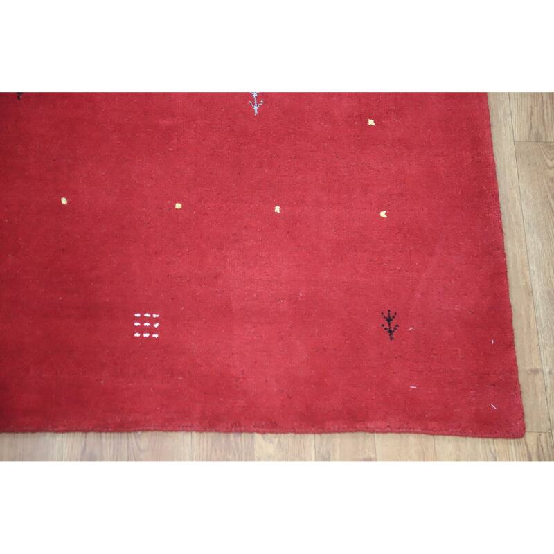 Hand Knotted Oriental 100% Wool Carpet Tribal Tribal Red Gabbeh Area Rug - 7' 11'' X 5' 9''
