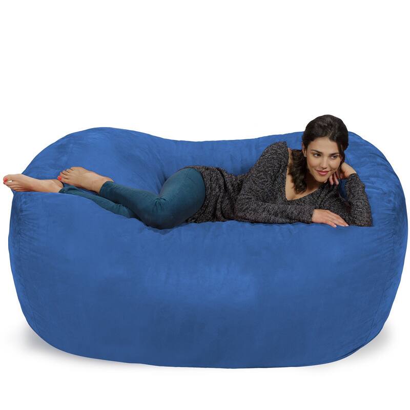Large Memory Foam Microsuede Bean Bag Chair Loveseat - Royal Blue Micro Suede