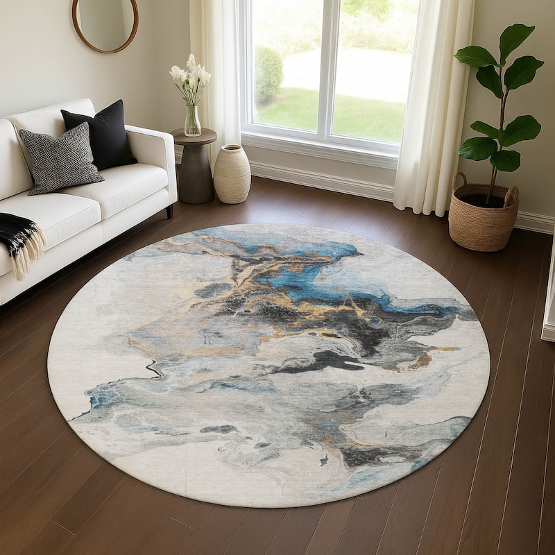 Premium Washable Super Soft Modern Glam Mayfield Rug - Gray - 8' x 8'
