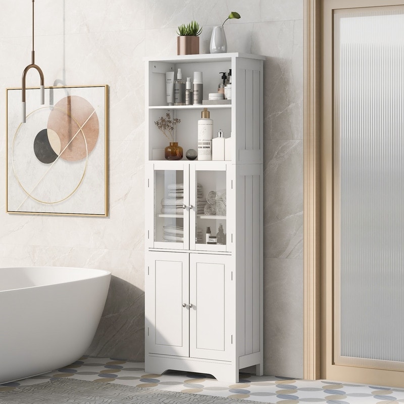 Wooden tall bathroom cabinet discount