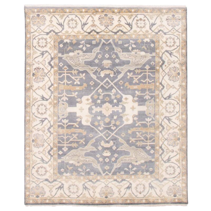ECARPETGALLERY Hand-knotted Royal Oushak Dark Grey Wool Rug - 7'10 x 10'1