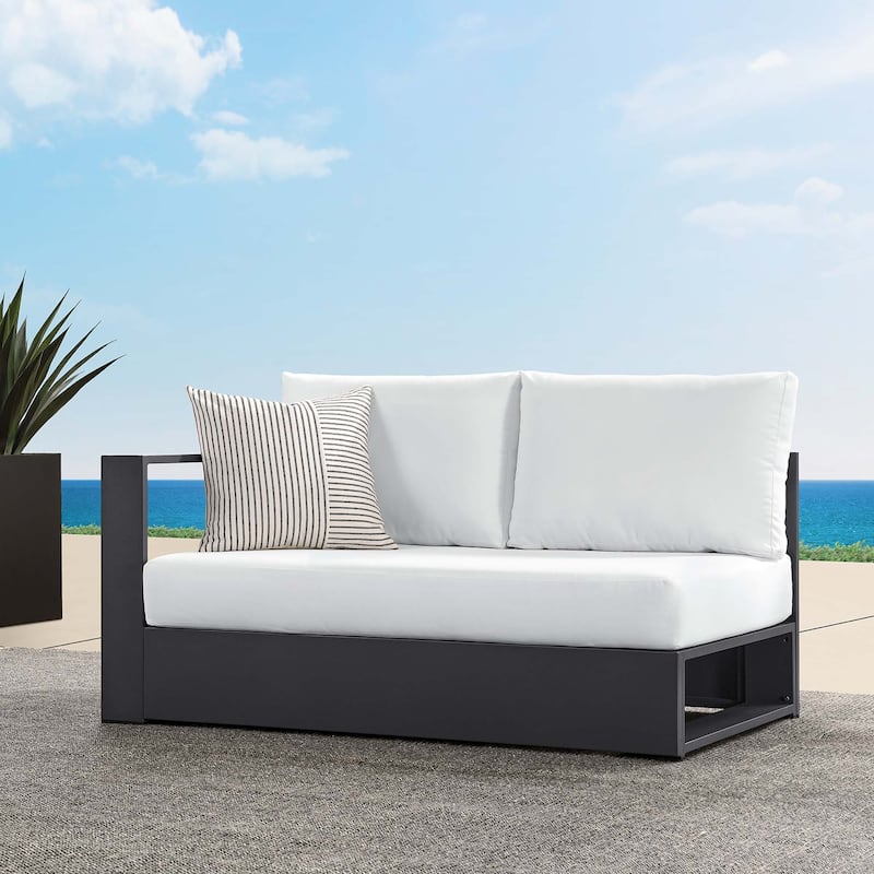 Tahoe Patio Aluminum Modular Left-Facing Loveseat - Gray White