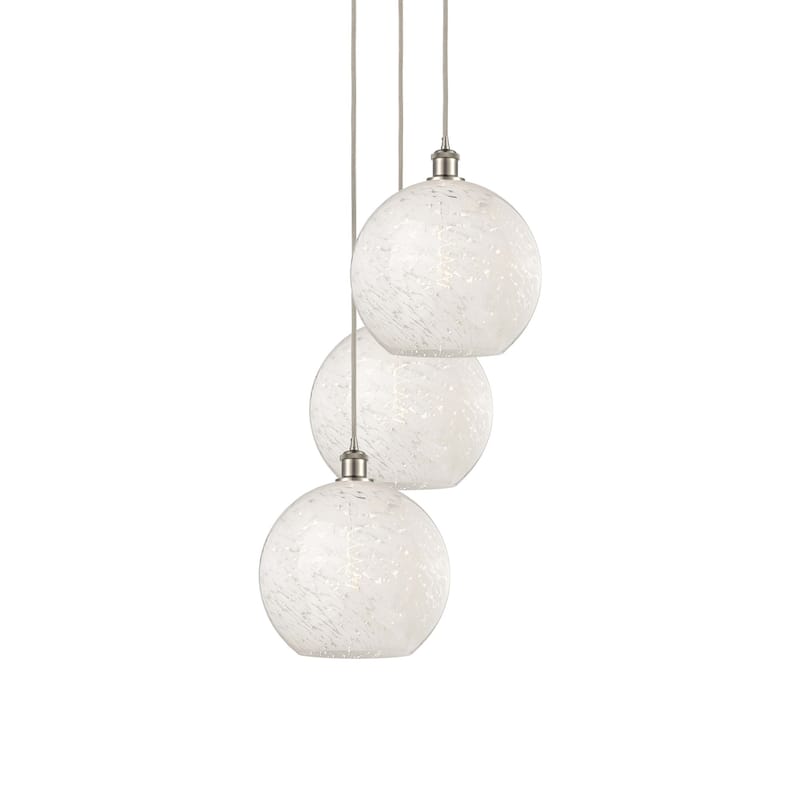 Innovations Lighting 113B-3P-14-19 White Mouchette Pendant White - Brushed Satin Nickel