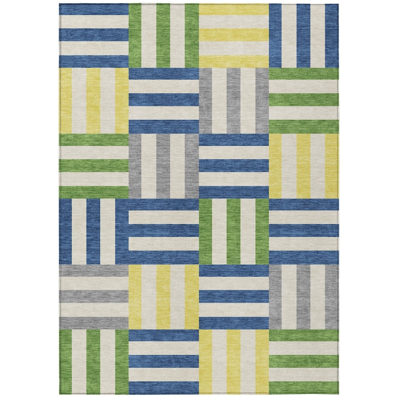 Machine Washable Indoor/ Outdoor Modern Hatch Chantille Rug