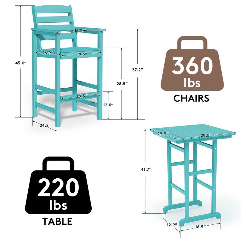 Plastic Tall adirondack Chair Set Of 3-Piece Patio Conversation Set