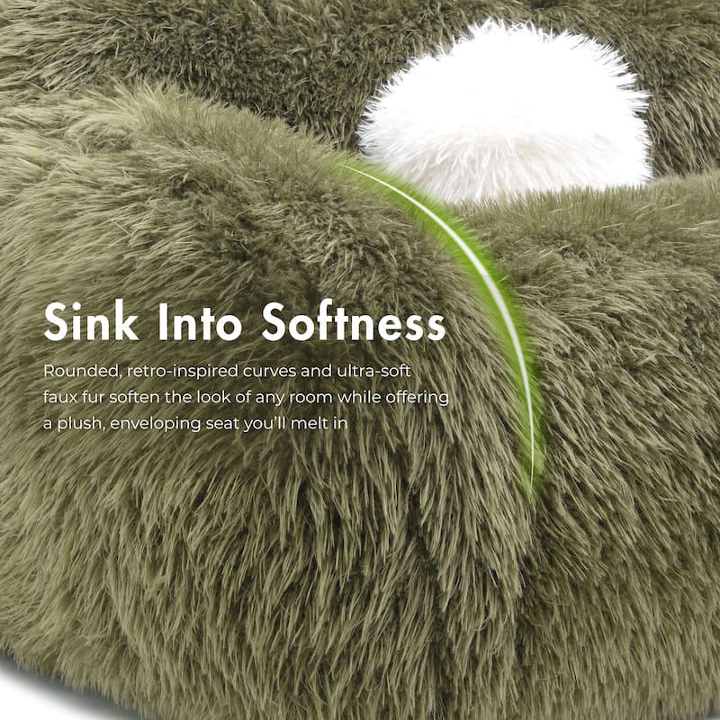 Furniture of America Cynra Modern 45-inch Faux Fur Swivel Arm Chair with Ball Pillow