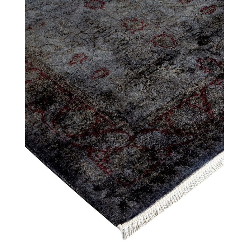 Overton Hand Knotted Wool Vintage Inspired Modern Contemporary Overdyed Gray Area Rug - 2' 7" x 22' 10"