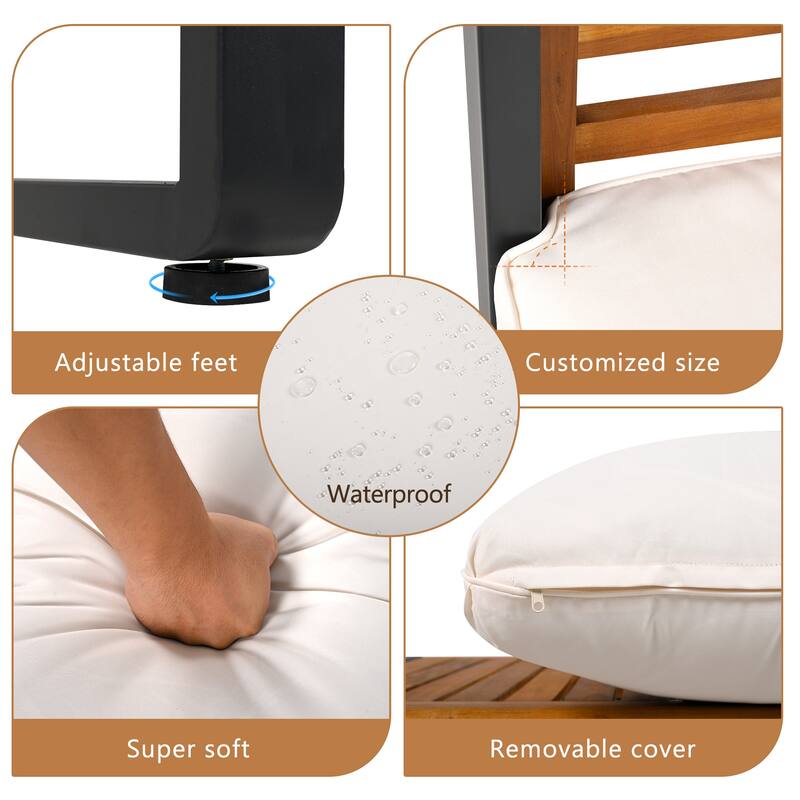 4 Pieces Outdoor Furniture Sofa for 5 Person Conversation Set