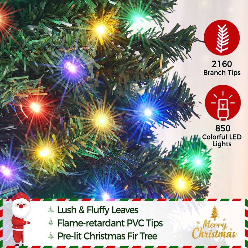 Yaheetech Pre-lit 4.5ft/6ft/7.5ft/9ft Spruce Artificial Christmas Tree with Foldable Stand, Green