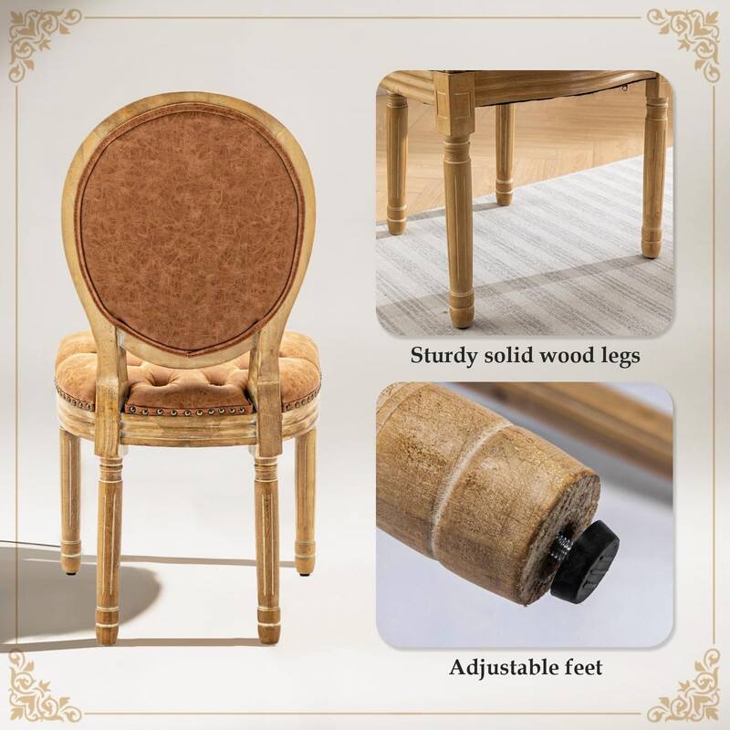 Upholstered French Style Nailhead Dining Chairs(Set of 4)