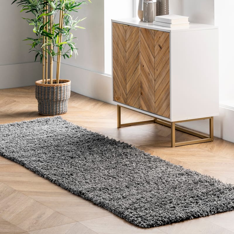 Nuloom Scarlett Modern Plush Shag Area Rug - 2'6" x 6' Runner - Grey - Rectangle
