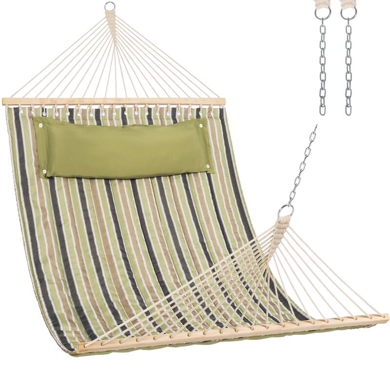 78'' Quilted 2 Person Hammock Beach Swing with Spreader Bars&Pillow - 55.1*122*1
