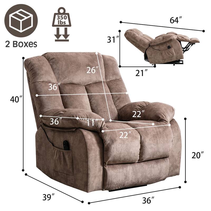 Heavy Duty Power Lift Recliner Chair for Elderly with Overstuffed Design