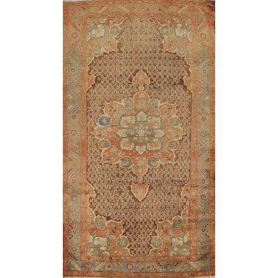 Brown Sarab Persian Vintage Area Rug Hand-Knotted Wool Carpet - 4'11"x 10'10"