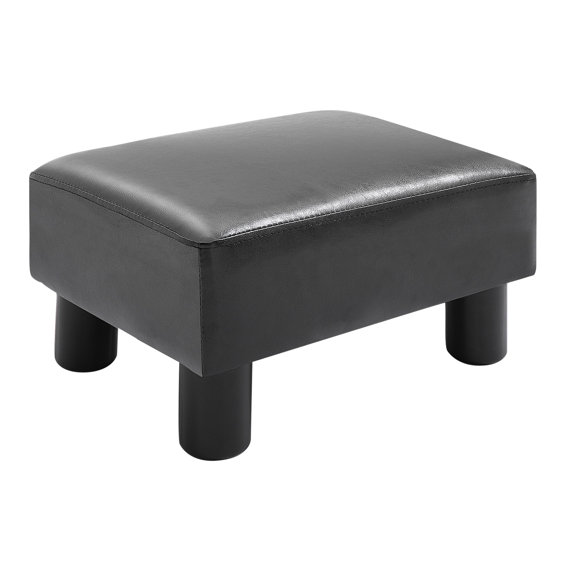 Grey SCRIPTRACT 6 Small Footstool PU Leather Ottoman Footrest Modern Home Living Room Bedroom Rectangular Stool with Padded Seat 