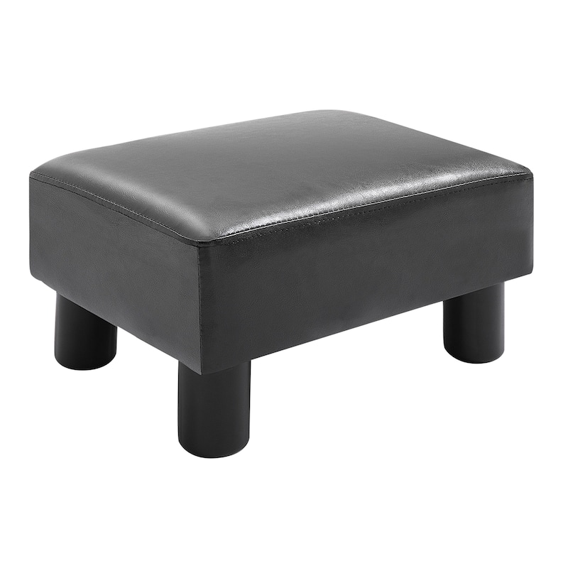 HOMCOM Modern Faux Leather Upholstered Rectangular Ottoman Footrest with Padded Foam Seat and Plastic Legs