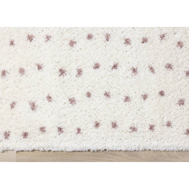 Taylor Collection - Cream Pink Dots Soft Area Rug