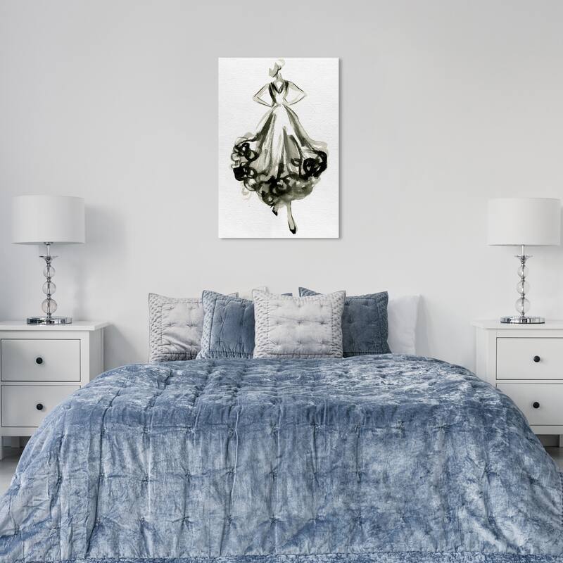 Wynwood Studio Canvas Fashion and Glam Elegant Dress Flow IV Black and Glam Wall Art Canvas Print - 36 x 24