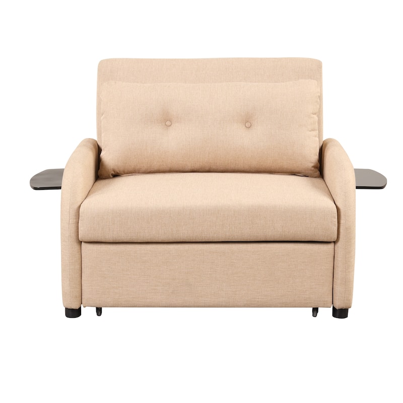 Roomfitters 3-in-1 Pull-Out Sofa Sleeper with 2-Wing Table USB Charging Port for Living Room Recreation Room