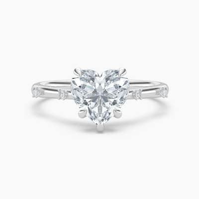 Auriya 14k Gold Petite Diamond Station Heart Lab Grown Engagement Ring 1.00 to 5.00 ct. tw. (F-G, VS)