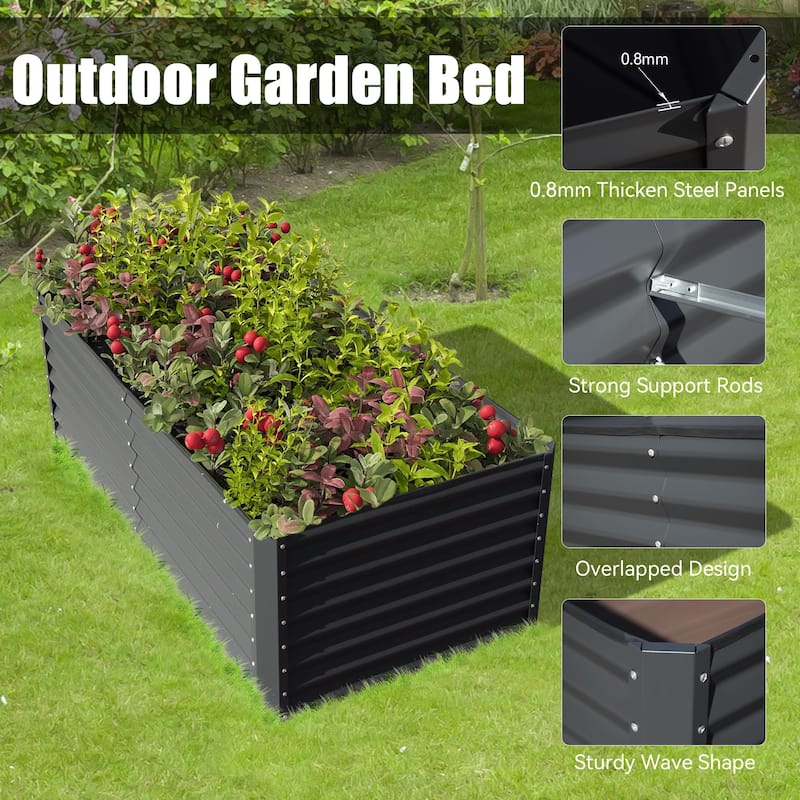 6x3x2 FT Outdoor Galvanized Raised Planter Garden Bed