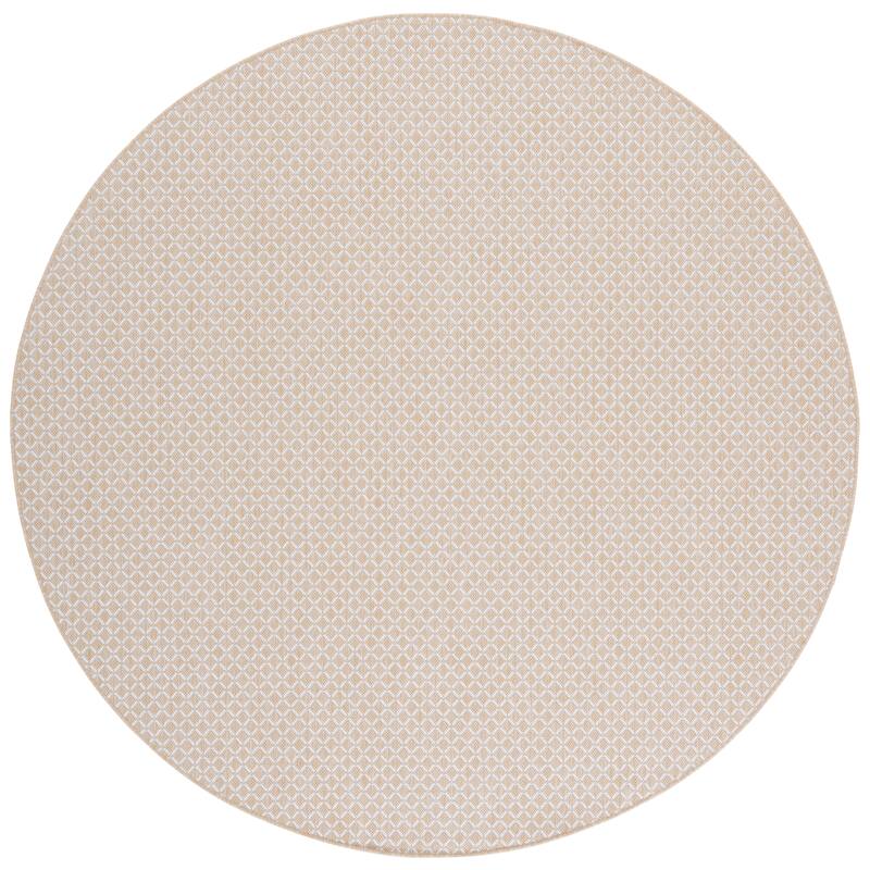 SAFAVIEH Terrace Ruba Indoor/Outdoor Washable Backyard Patio Rug - 6'7" Round - Beige/Ivory