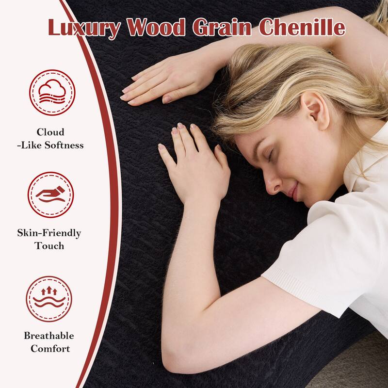 U-Shaped Modular Sectional Sofa with Ottoman, Woodgrain Chenille Deep Seat Boneless Couch, Compression Sofa with Pillows