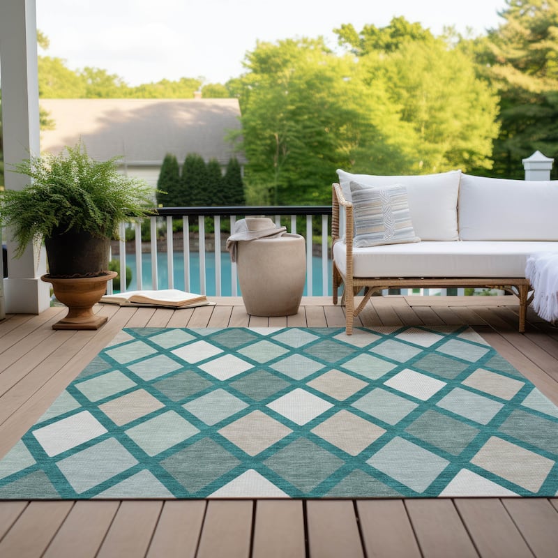 Machine Washable Indoor/ Outdoor Chantille Prism Diamond Rug
