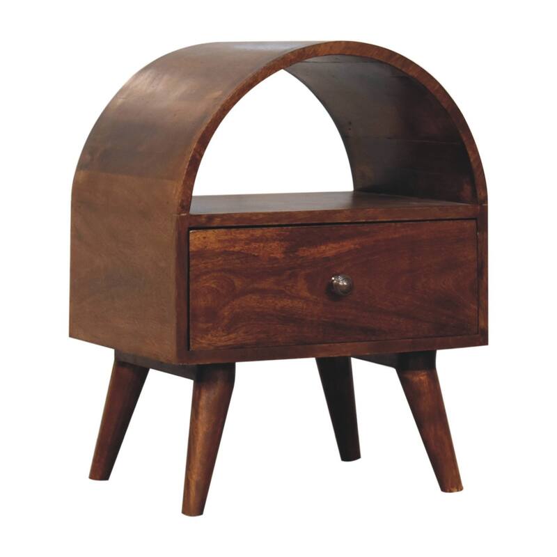 HomeRoots 24" Chestnut Solid Wood Oval Top One Drawer Nightstand