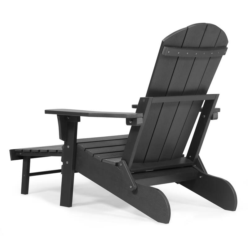 Hurley Folding Poly Plastic Adirondack Chair with Pull-out Ottoman