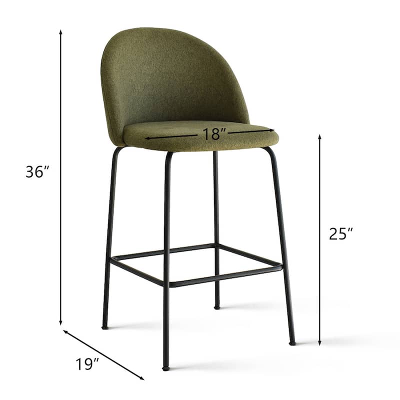 Nano Upholstered 25 inch Metal Frame Counter Stool (Set of 2) - 36"x19"x18"
