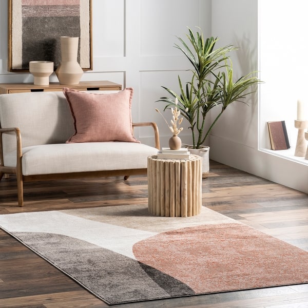 slide 2 of 9, Nuloom Emelia Abstract Circles Area Rug 4' x 6' - Beige - Rectangle