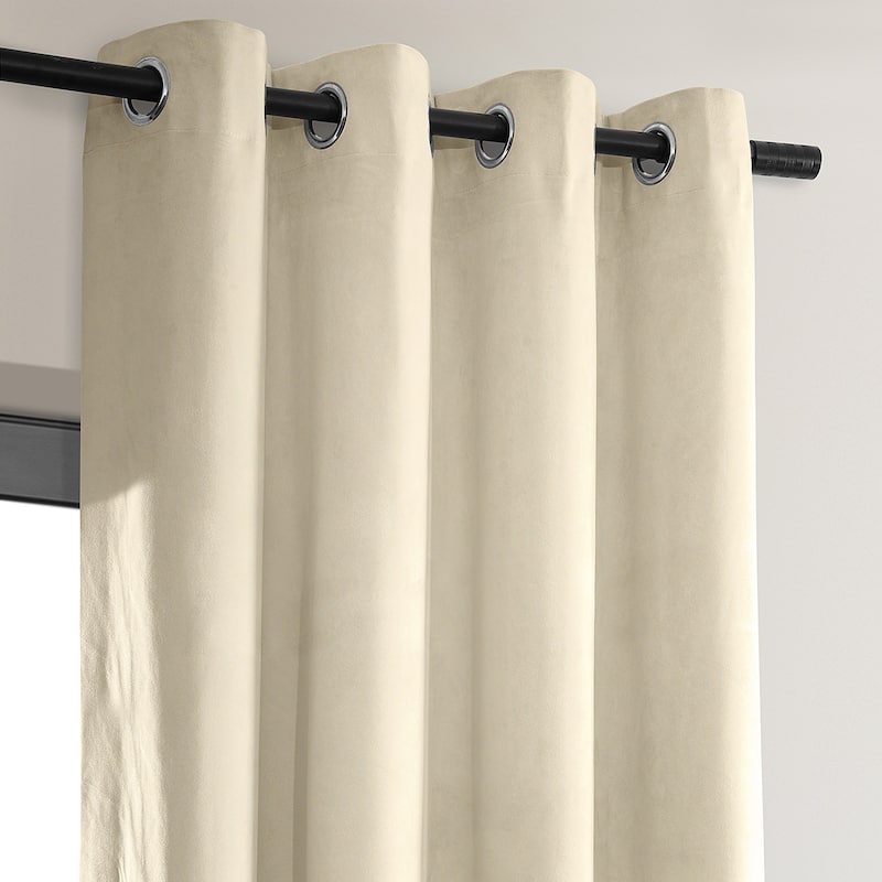 Exclusive Fabrics Alabaster Beige Grommet Velvet Blackout Curtain (1 Panel)