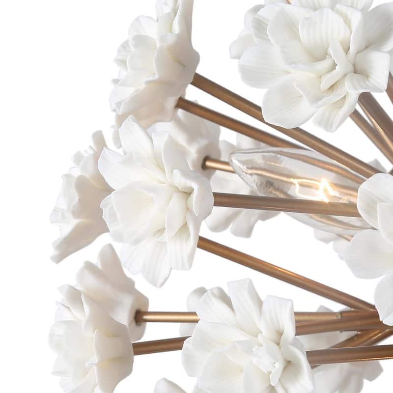 Modern Glam 6-Light Unique Globe Flower Chandelier Ambiance Ceramic Kitchen Island Pendant for Dining Room - D 18''