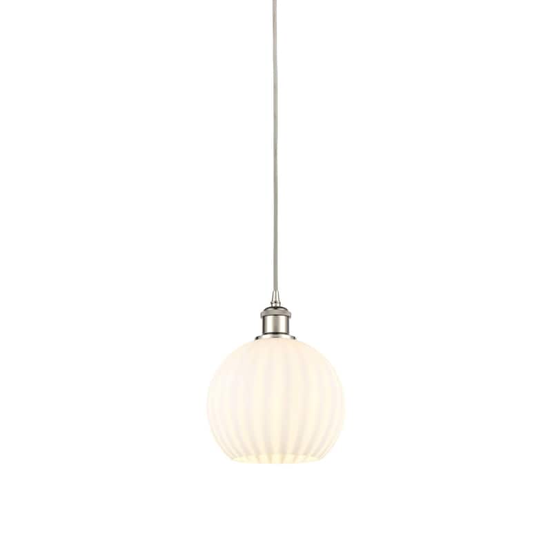 Innovations Lighting 516-1P-10-8 White Venetian Pendant White Venetian - Polished Nickel