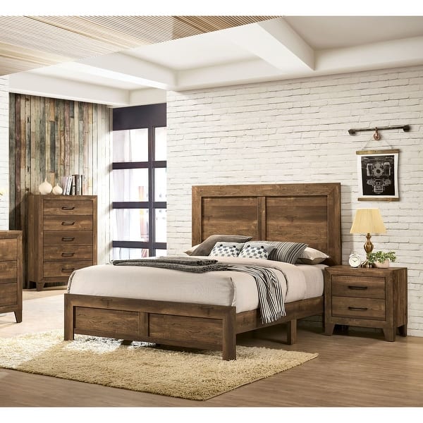 Shop Furniture Of America Loa Transitional Rustic Walnut 3 Piece Bedroom Set Overstock 31747156