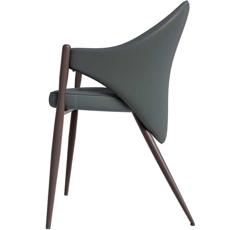 Sante Upholstered Leather Dining Chair with Powder Coated Steel Legs by LeisureMod