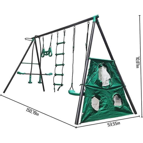 Heavy Duty Backyard Feature Swing Set, 6-in-1 Kids Swing Set